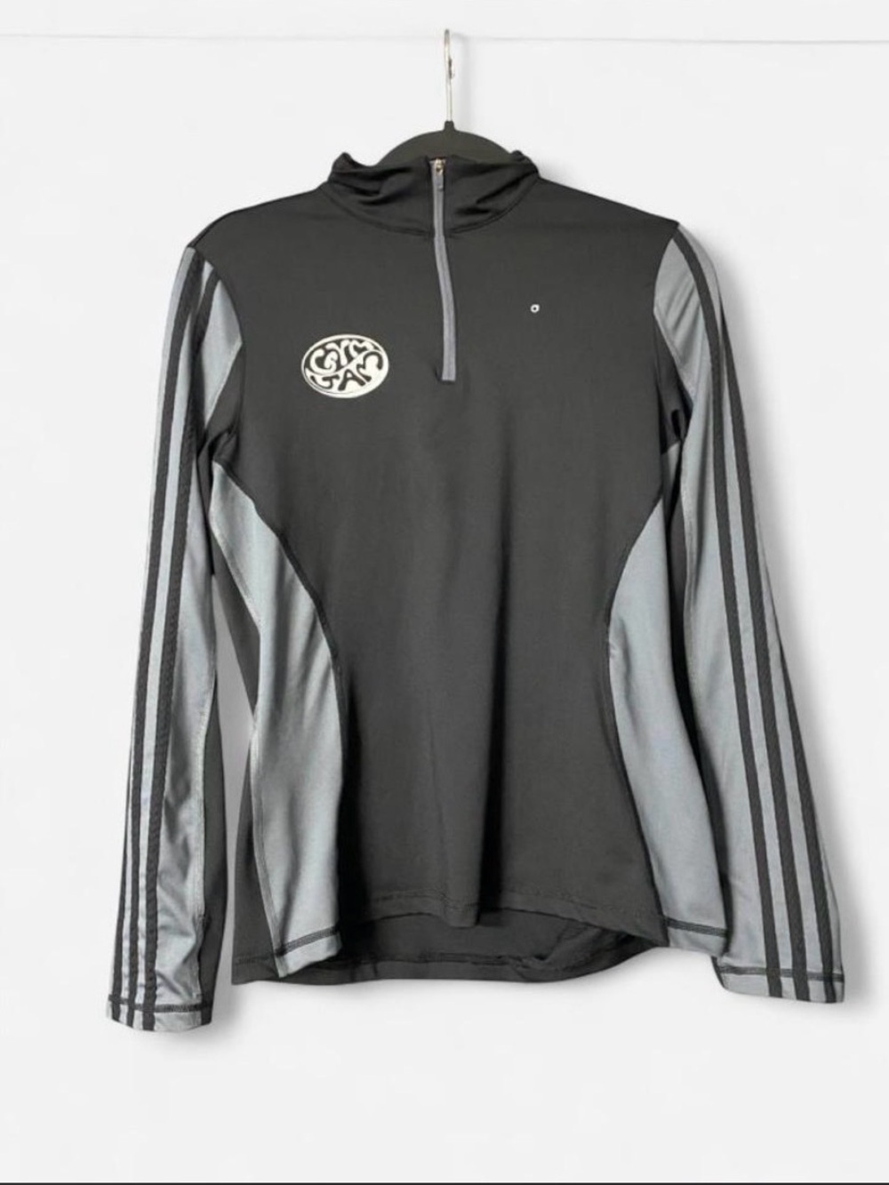 adidas Men's Black and Gray Zip-Up Performance Top